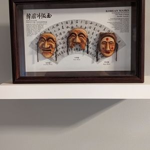 Korean Masks framed shadow box. The mask of Haoe Byeolsin Exorcism.